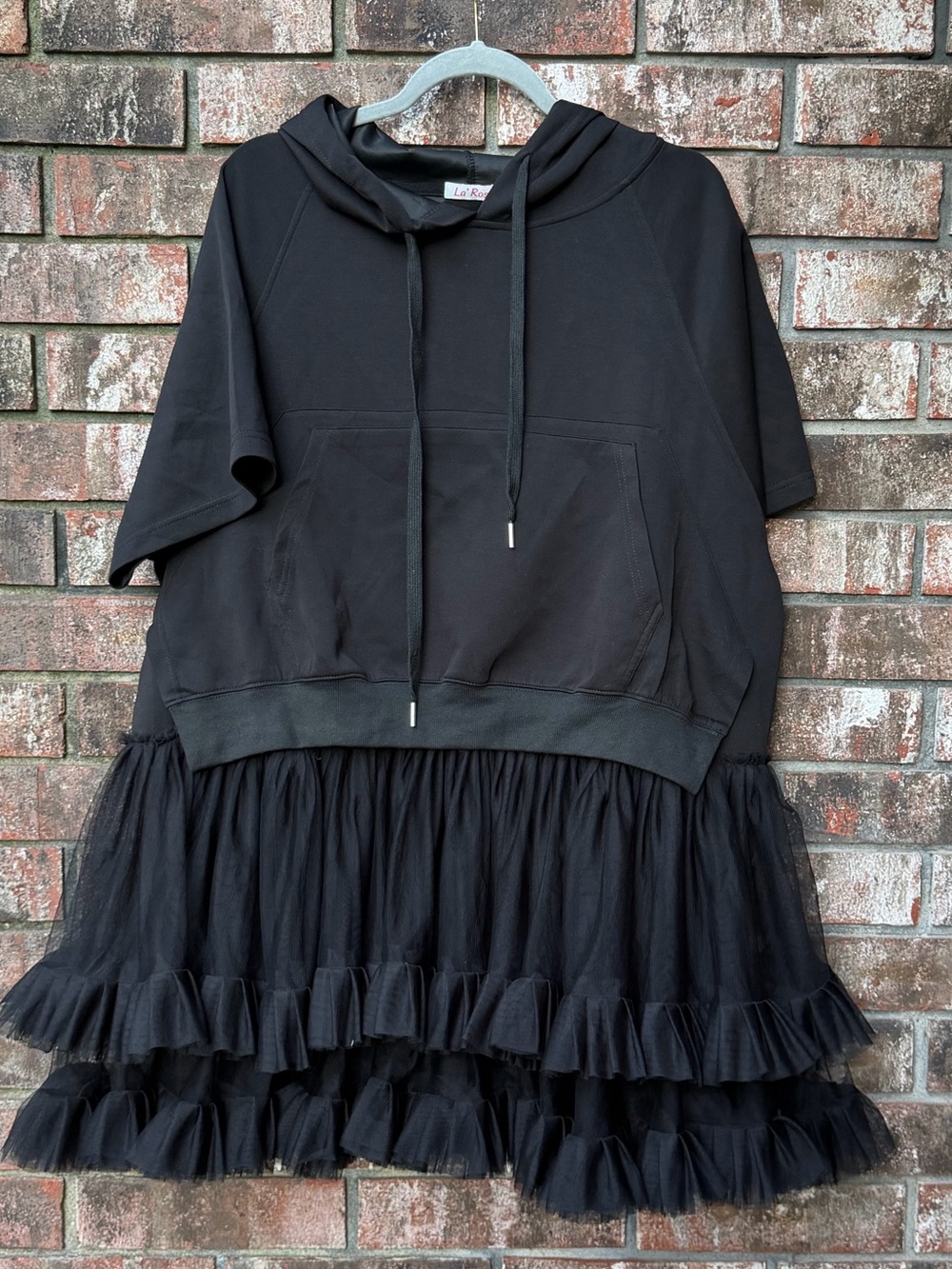 Black Hoodie Tulle Ruffle Dress